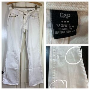 Gap Premium Flare Jeans Women 1 White Low Rise Stretch Country Concert‎ STAINS